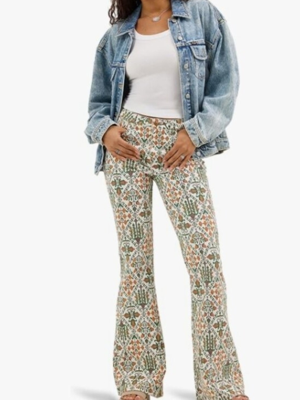 Wrangler Printed Flare Pants - Stich Print Sz 10(30)x32